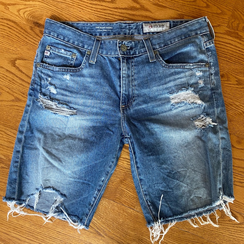 Adriano Goldschmied Nikki Distressed Jean Shorts with Frayed Hems Size 29